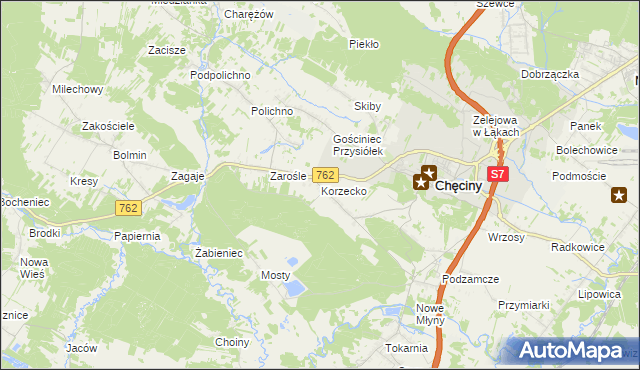 mapa Korzecko, Korzecko na mapie Targeo