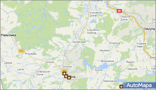 mapa Kościelniki Górne, Kościelniki Górne na mapie Targeo