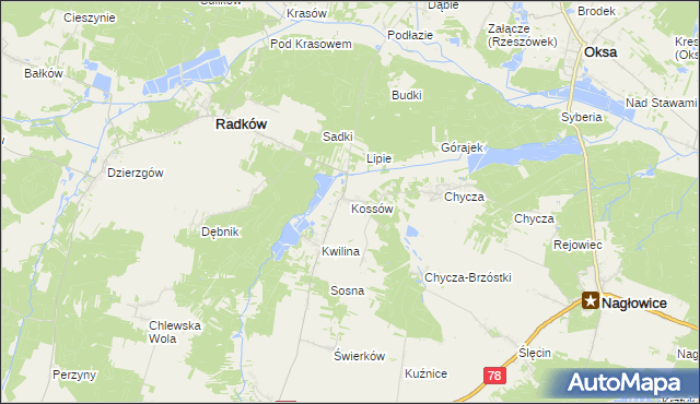 mapa Kossów, Kossów na mapie Targeo