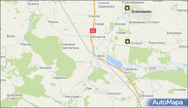 mapa Kostów, Kostów na mapie Targeo