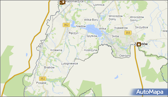 mapa Kostrzyna gmina Zgorzelec, Kostrzyna gmina Zgorzelec na mapie Targeo