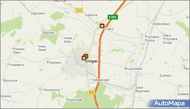 mapa Koszanowo gmina Śmigiel, Koszanowo gmina Śmigiel na mapie Targeo