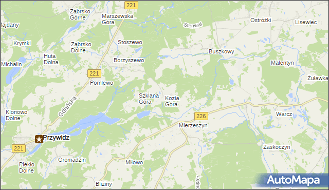 mapa Kozia Góra gmina Przywidz, Kozia Góra gmina Przywidz na mapie Targeo