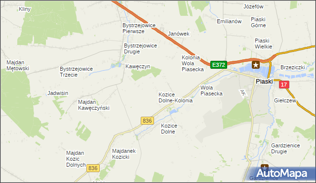 mapa Kozice Dolne-Kolonia, Kozice Dolne-Kolonia na mapie Targeo