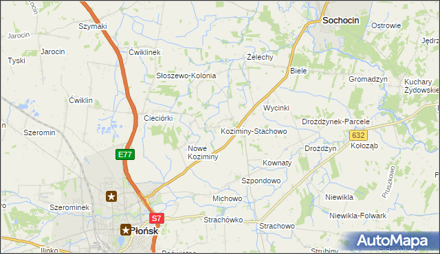 mapa Koziminy-Stachowo, Koziminy-Stachowo na mapie Targeo
