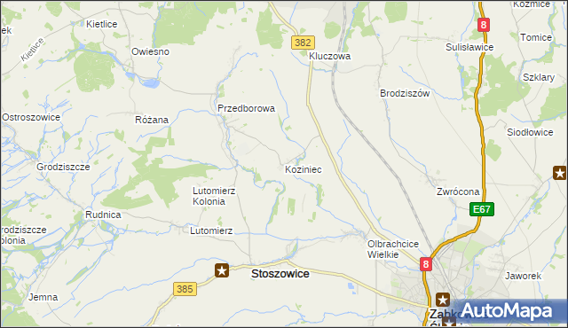 mapa Koziniec gmina Ząbkowice Śląskie, Koziniec gmina Ząbkowice Śląskie na mapie Targeo