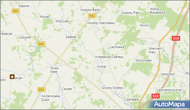 mapa Krasewice-Czerepy, Krasewice-Czerepy na mapie Targeo