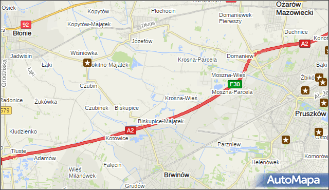 mapa Krosna-Wieś, Krosna-Wieś na mapie Targeo