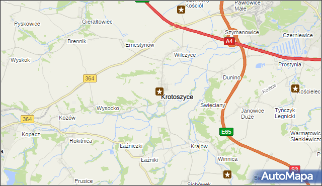 mapa Krotoszyce, Krotoszyce na mapie Targeo