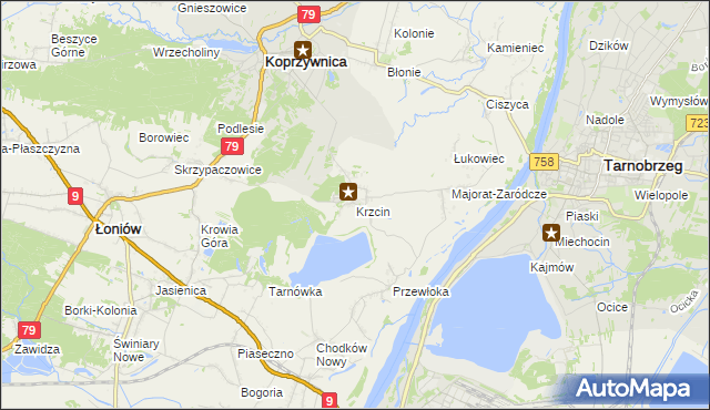 mapa Krzcin, Krzcin na mapie Targeo