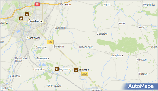 mapa Krzczonów gmina Świdnica, Krzczonów gmina Świdnica na mapie Targeo