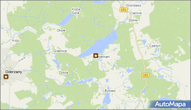 mapa Krzemień gmina Dobrzany, Krzemień gmina Dobrzany na mapie Targeo