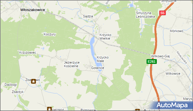 mapa Krzycko Małe, Krzycko Małe na mapie Targeo