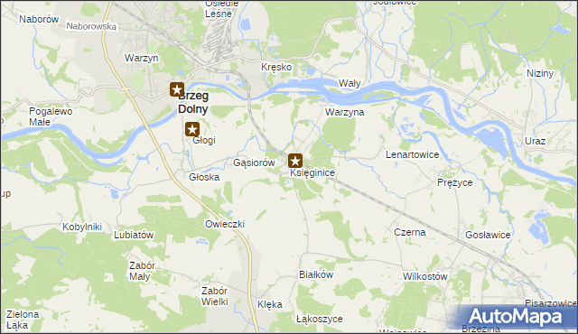 mapa Księginice gmina Miękinia, Księginice gmina Miękinia na mapie Targeo