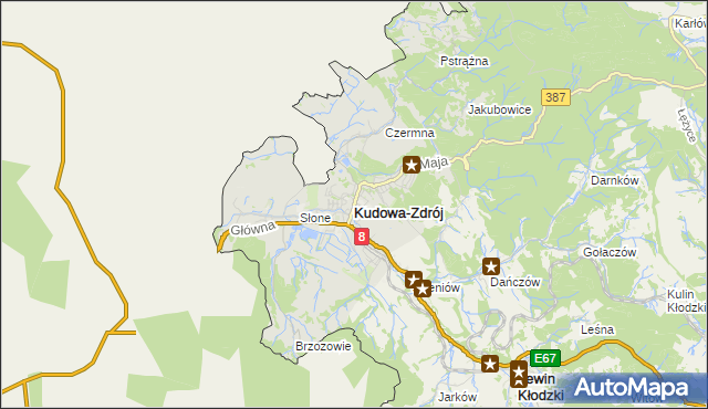 mapa Kudowa-Zdrój, Kudowa-Zdrój na mapie Targeo