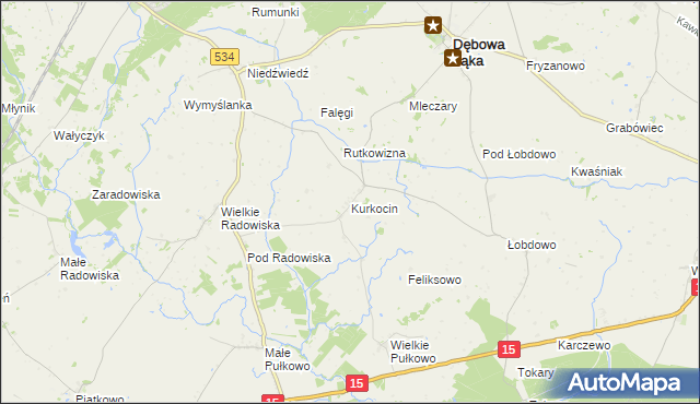 mapa Kurkocin, Kurkocin na mapie Targeo