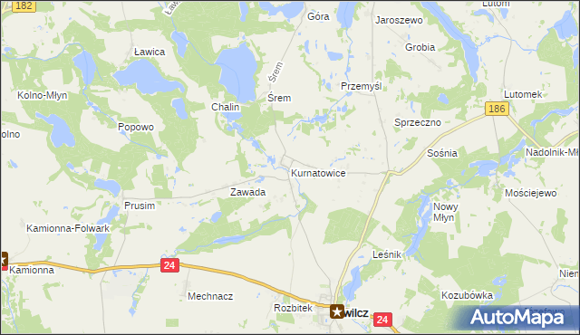 mapa Kurnatowice, Kurnatowice na mapie Targeo