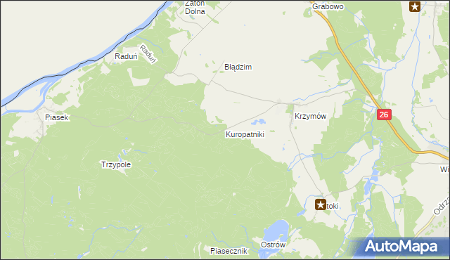 mapa Kuropatniki, Kuropatniki na mapie Targeo