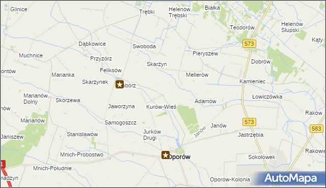 mapa Kurów-Parcel, Kurów-Parcel na mapie Targeo