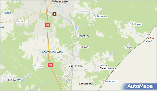 mapa Kuzawa, Kuzawa na mapie Targeo