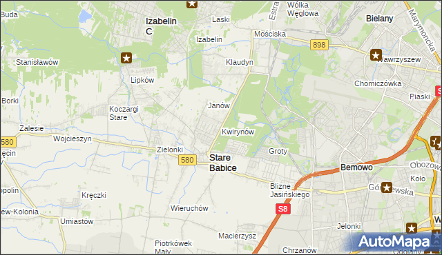 mapa Kwirynów gmina Stare Babice, Kwirynów gmina Stare Babice na mapie Targeo