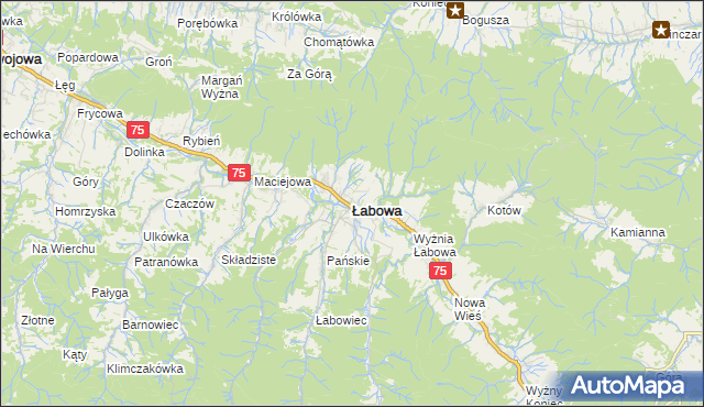 mapa Łabowa, Łabowa na mapie Targeo