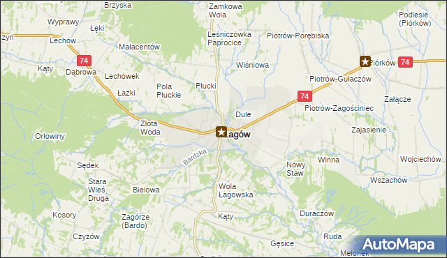 mapa Łagów powiat kielecki, Łagów powiat kielecki na mapie Targeo