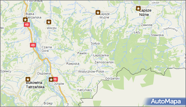 mapa Łapszanka, Łapszanka na mapie Targeo
