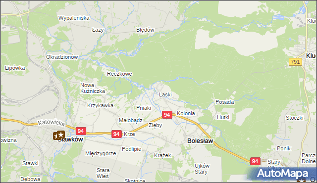 mapa Laski gmina Bolesław, Laski gmina Bolesław na mapie Targeo