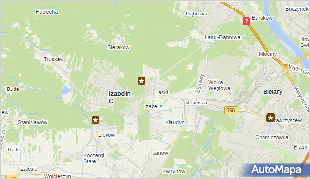mapa Laski gmina Izabelin, Laski gmina Izabelin na mapie Targeo