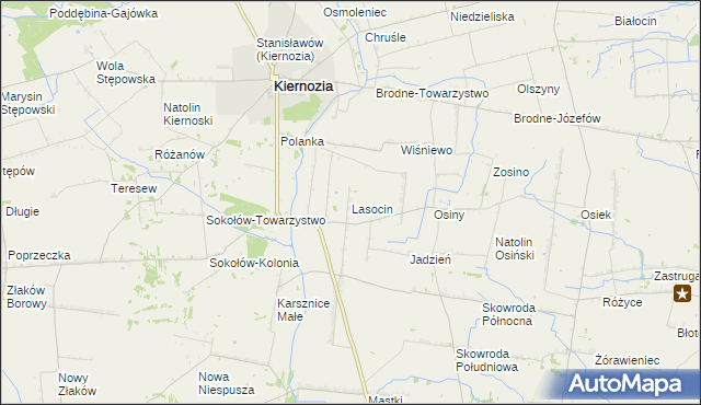 mapa Lasocin gmina Kiernozia, Lasocin gmina Kiernozia na mapie Targeo