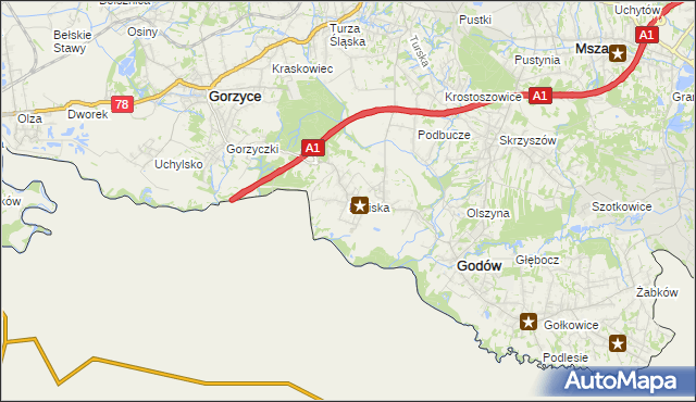 mapa Łaziska gmina Godów, Łaziska gmina Godów na mapie Targeo