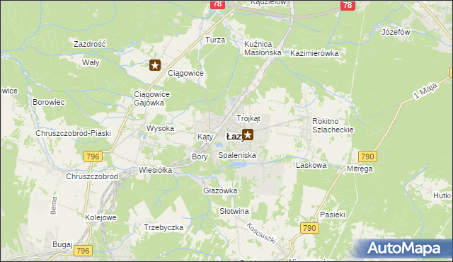 mapa Łazy powiat zawierciański, Łazy powiat zawierciański na mapie Targeo