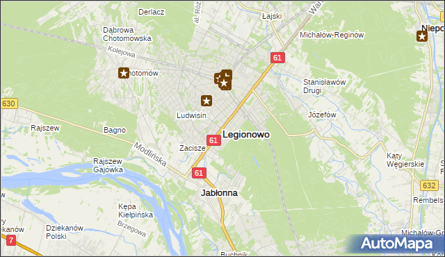 mapa Legionowo, Legionowo na mapie Targeo