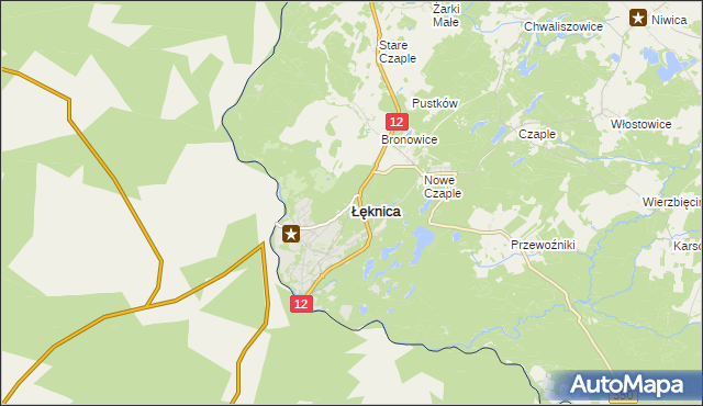 mapa Łęknica powiat żarski, Łęknica powiat żarski na mapie Targeo