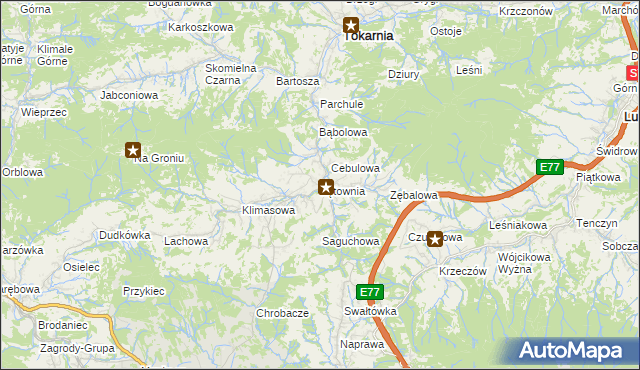 mapa Łętownia gmina Jordanów, Łętownia gmina Jordanów na mapie Targeo