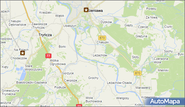 mapa Leżachów, Leżachów na mapie Targeo