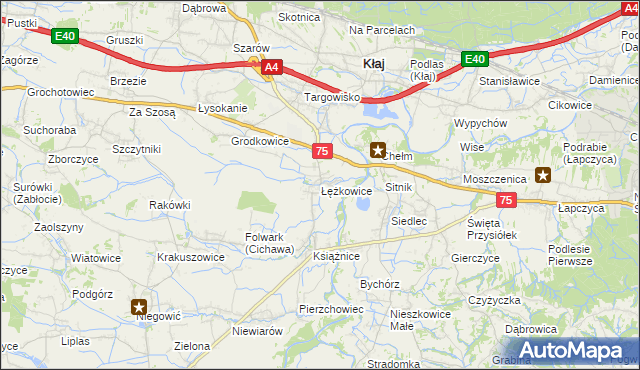 mapa Łężkowice, Łężkowice na mapie Targeo
