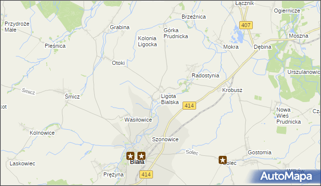 mapa Ligota Bialska, Ligota Bialska na mapie Targeo