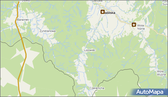 mapa Lipowiec gmina Jaśliska, Lipowiec gmina Jaśliska na mapie Targeo