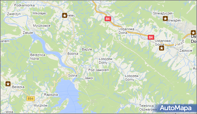 mapa Łobozew Dolny, Łobozew Dolny na mapie Targeo