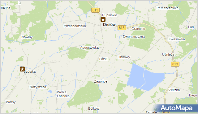 mapa Łózki, Łózki na mapie Targeo