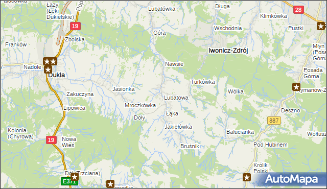 mapa Lubatowa, Lubatowa na mapie Targeo