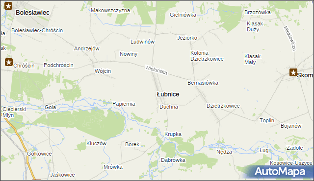 mapa Łubnice powiat wieruszowski, Łubnice powiat wieruszowski na mapie Targeo