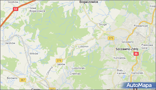 mapa Lubomin gmina Stare Bogaczowice, Lubomin gmina Stare Bogaczowice na mapie Targeo