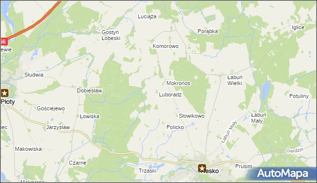 mapa Luboradz gmina Resko, Luboradz gmina Resko na mapie Targeo