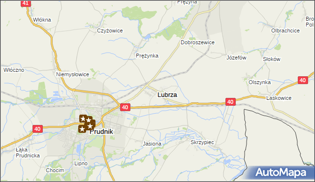 mapa Lubrza powiat prudnicki, Lubrza powiat prudnicki na mapie Targeo