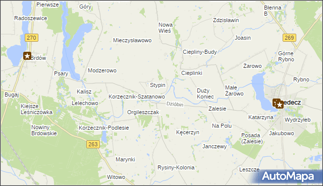 mapa Lucynowo gmina Babiak, Lucynowo gmina Babiak na mapie Targeo