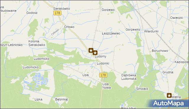 mapa Ludomy, Ludomy na mapie Targeo