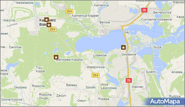 mapa Ludwików gmina Kazimierz Biskupi, Ludwików gmina Kazimierz Biskupi na mapie Targeo